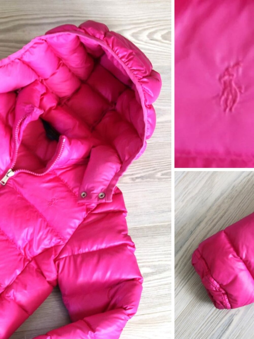 Polo Ralph Lauren Girls Size 6X Pink Goose Down Puffer Hooded Winter Jacket READ